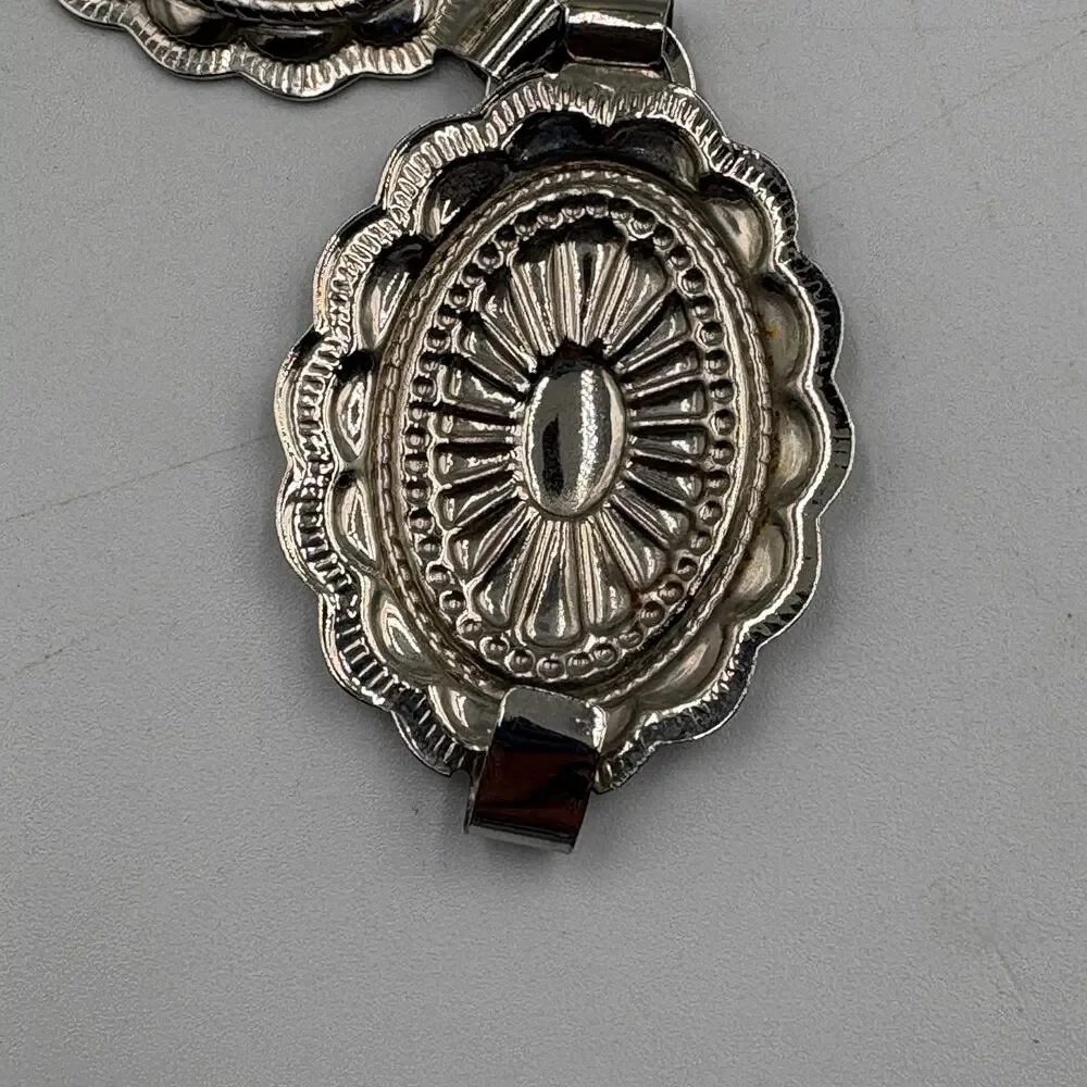 Western Cowgirl Silver-Tone Concho Chain Belt Oval Links Adjustable up to 36